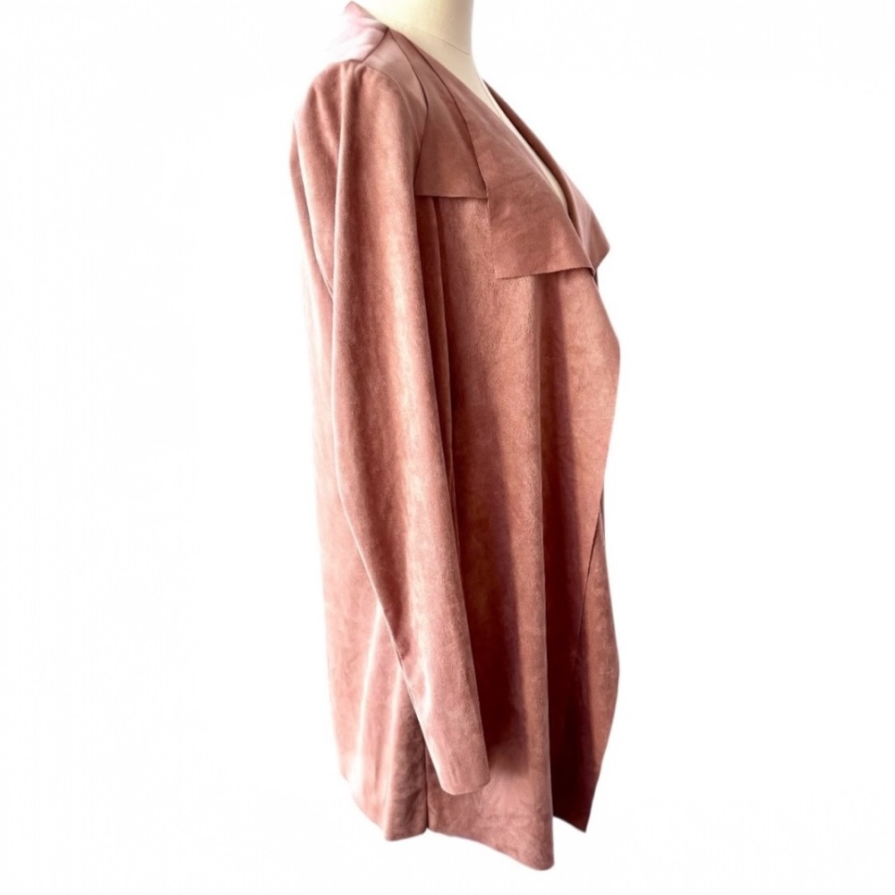 KUT From The Kloth Faux Suede Draped Waterfall Cardigan Dusty Rose Pink Soft XS - Picture 3 of 12